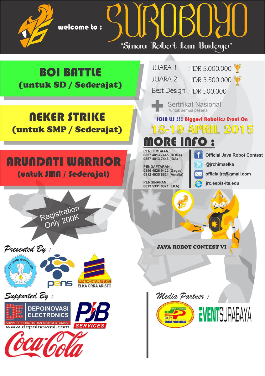 Jangan Lewatkan ! Lomba Robot Terbesar, by T. Elektronika PENS, 18-19 April'15, <a href="/Kampus/">Paulo Kampus</a> PENS