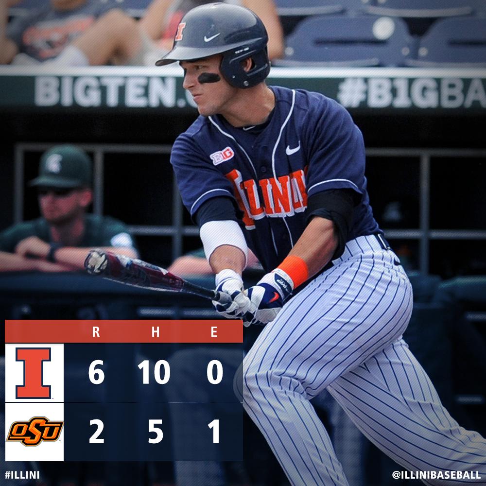 IlliniBaseball's tweet photo. #ILLINI WIN! Defeat No. 10 OSU.

@AWalton2 (3-5, 3 R, HR, 3 RBI)
WP: @ChiefDuchene (2-0)
SV: @TyJay_11 (4) http://t.co/YT1ii5dxdC