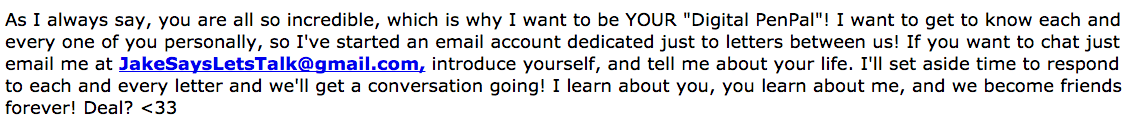 ZenithLux's tweet photo. I want to get to know all of you, so I started an email account just for letters between us! Write to me!<33 RT RT http://t.co/ORmJXPFVeL