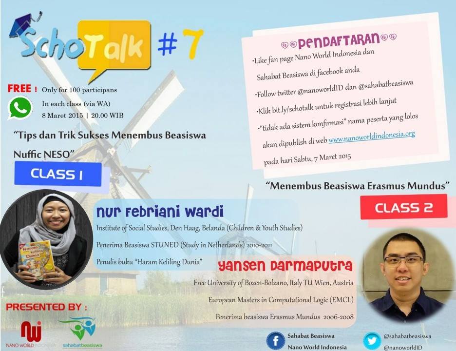 Nira_BNC's tweet photo. Diskusi online ttg beasiswa via WA. FREE!Only for 100 participants in each class @NanoWorldInd @SahabatBeasiswa http://t.co/XPtREKx4KD