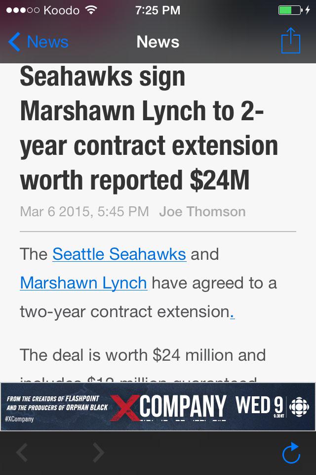 27JCooP11's tweet photo. So happy and thankful that @MoneyLynch is coming back to #Seattle!
#BeastMode #BEEEAST #Seahawks #12thman http://t.co/EMtKChESmo
