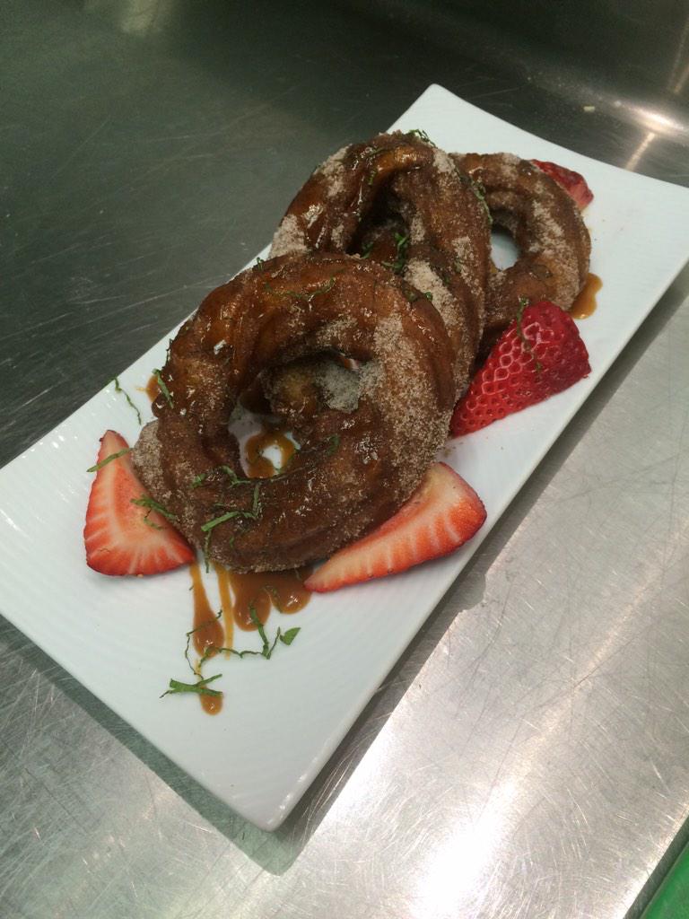 chefDorfner's tweet photo. Cinnamon dusted churros #caramelcomfort http://t.co/aOuT3yym2B
