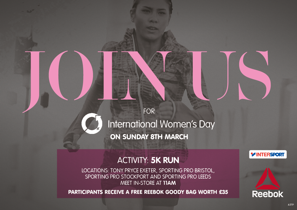 Intersport_UK's tweet photo. We’re proud to support International Women’s Day in partnership with @Reebok. Running with us tomorrow? #WomensDay http://t.co/RtNaMMYJsf