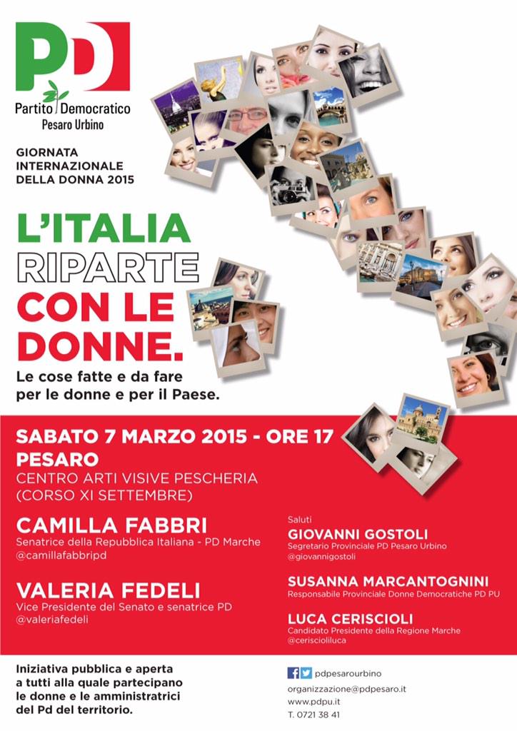 valeriafedeli's tweet photo. Oggi pomeriggio a Pesaro L'Italia riparte della #donne #8marzo http://t.co/22VRyB9F2H