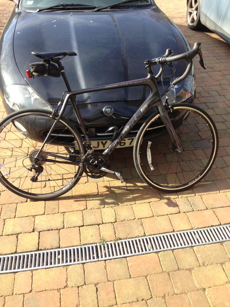 SuffolkCycling's tweet photo. New Bike Day. Cannondale Synapse 105 Carbon. Test run this morning - a bit windy but could feel the difference. http://t.co/hG3GRq0hpv