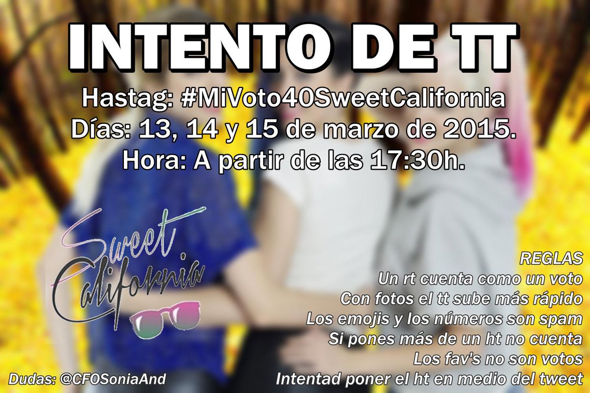 CFOSoniaAnd's tweet image. Intento de TT durante todo el fin de semana que viene con #MiVoto40SweetCalifornia ¡Votad por Indigo!

RT y comparte.