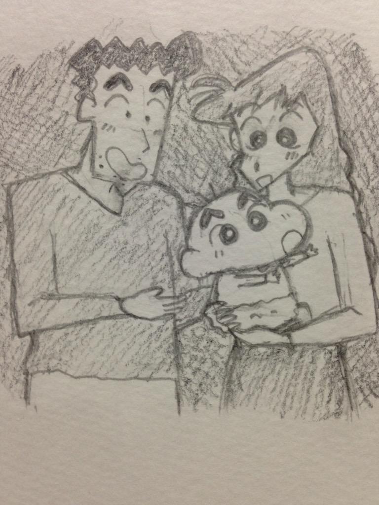 うろ覚えで若い野原家描いてみました… 