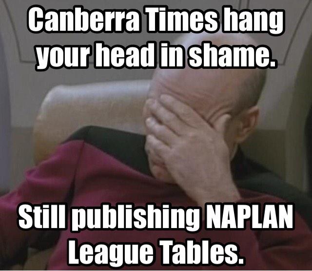 Borto74's tweet photo. @canberratimes via @EmmaSMacdonald Remain as the only newspaper who insist on publishing NAPLAN League Tables. Shame! http://t.co/AU23Cf6pi7