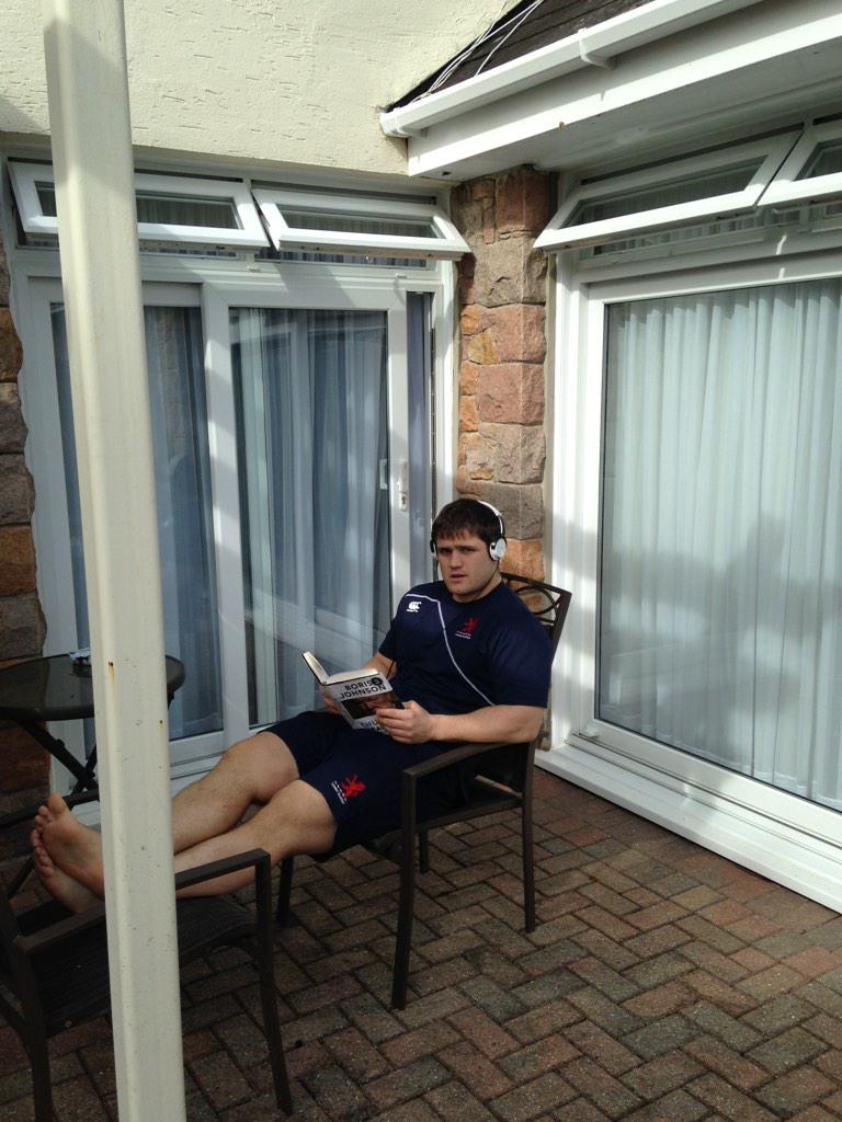 Rest ahead of clash at Jersey.Coffee for some, studying for others,some reading a bio on Winston Churchill!