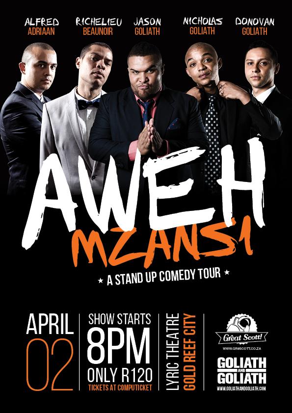 The #AwehMzansi tour with <a href="/alfredadriaan/">Alfred Adriaan</a>, <a href="/richelieub/">The Real Mister B</a>, <a href="/JasonGoliath/">Jason Goliath</a>, @nickgoliath &amp; <a href="/DonovanGoliath/">Donovan Goliath</a>