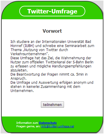SBahnBerlin's tweet photo. Bitte helft dieser Studentin bei ihrer #Umfrage zu unserem #Twitterkanal, danke! Teilnahme: http://t.co/xe1FbmODEN http://t.co/d4yoBDP9DM