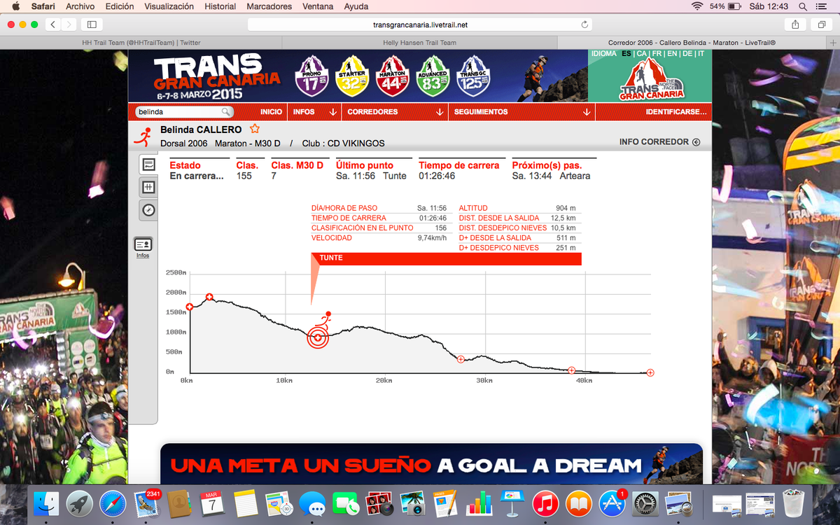 HHTrailTeam's tweet photo. Belinda  se  mantiene en el puesto 7º de la clasificación. Nos dará la sorpresa a partir del Km 30?Vamos !! @TransGC http://t.co/iwKJ95kmgH
