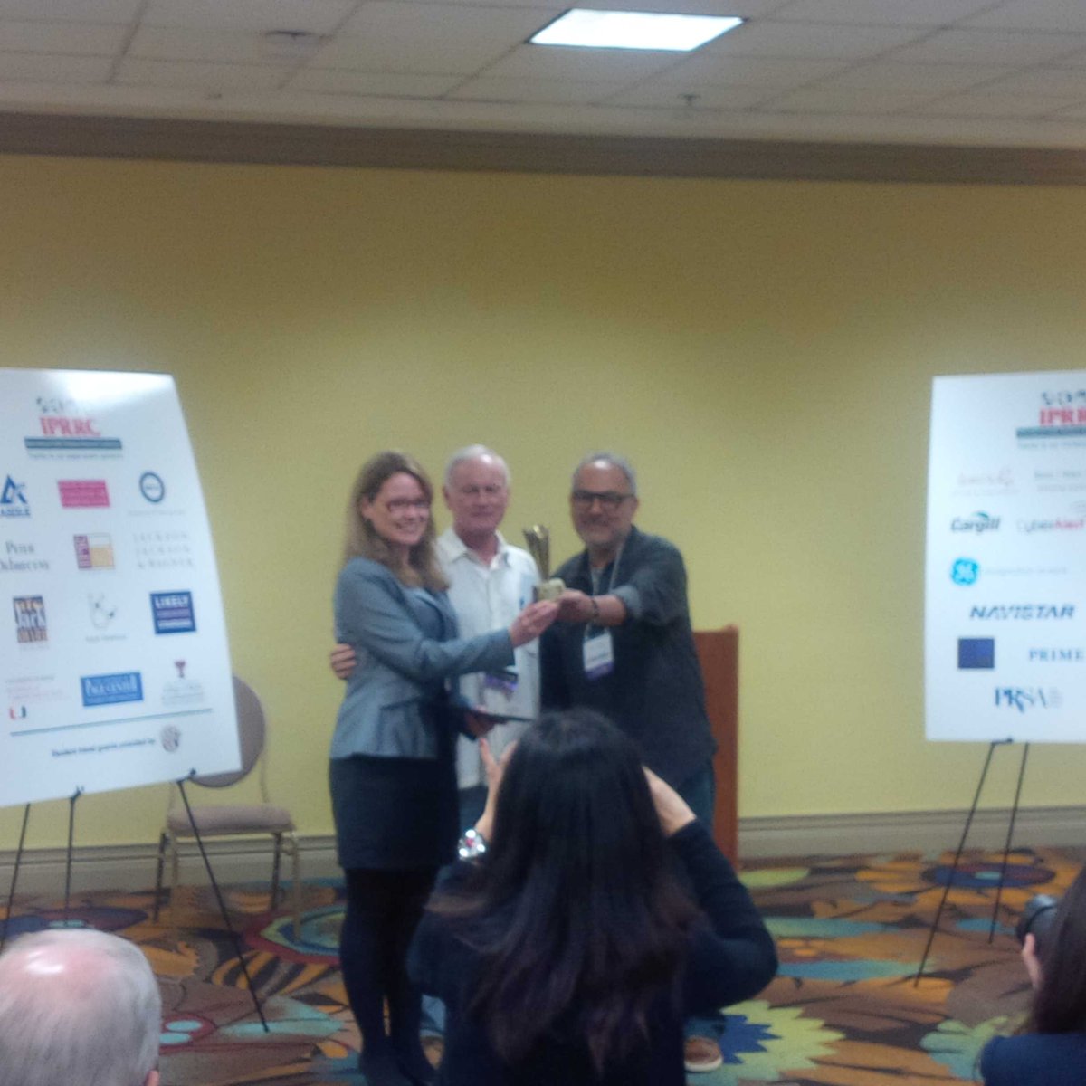 TerryFlynn's tweet photo. @marti_kl receives the @aberje international research award with @donstacks &amp; Paulo Nassar. @iprrc
#iprrc2015 http://t.co/g21iVBNosX