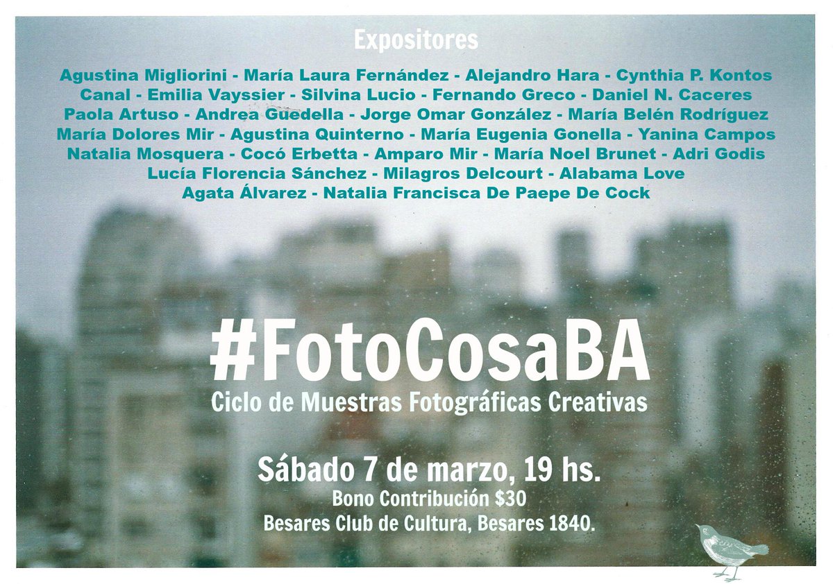 FotoCreativaBA's tweet photo. HOY #FotoCosaBA! Vení a ver las fotos ganadoras! Te esperamos a las 7pm en Besares 1840. http://t.co/BqbXID7bwb