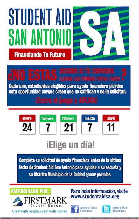 SA2020's tweet image. TODAY (3/7) @StudentAidSA has FREE events to help seniors get Financial Aid apps finished! studentaidsa.org/saturday-sched…