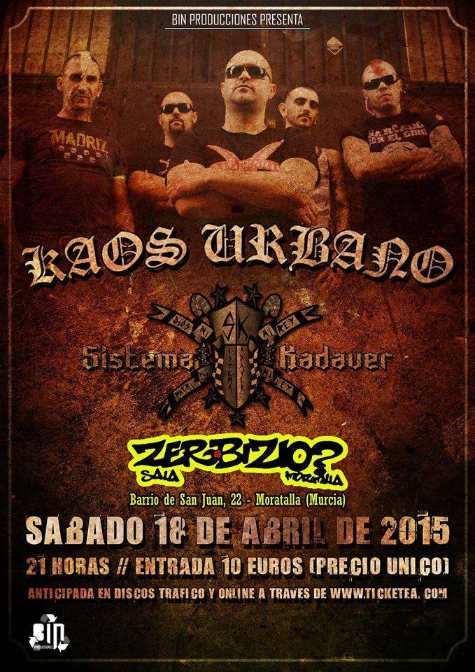 SistemaKadaver's tweet photo. 18 de abril con KAOS URBANO... no os lo perdáis putas http://t.co/DXfS7SB3d7