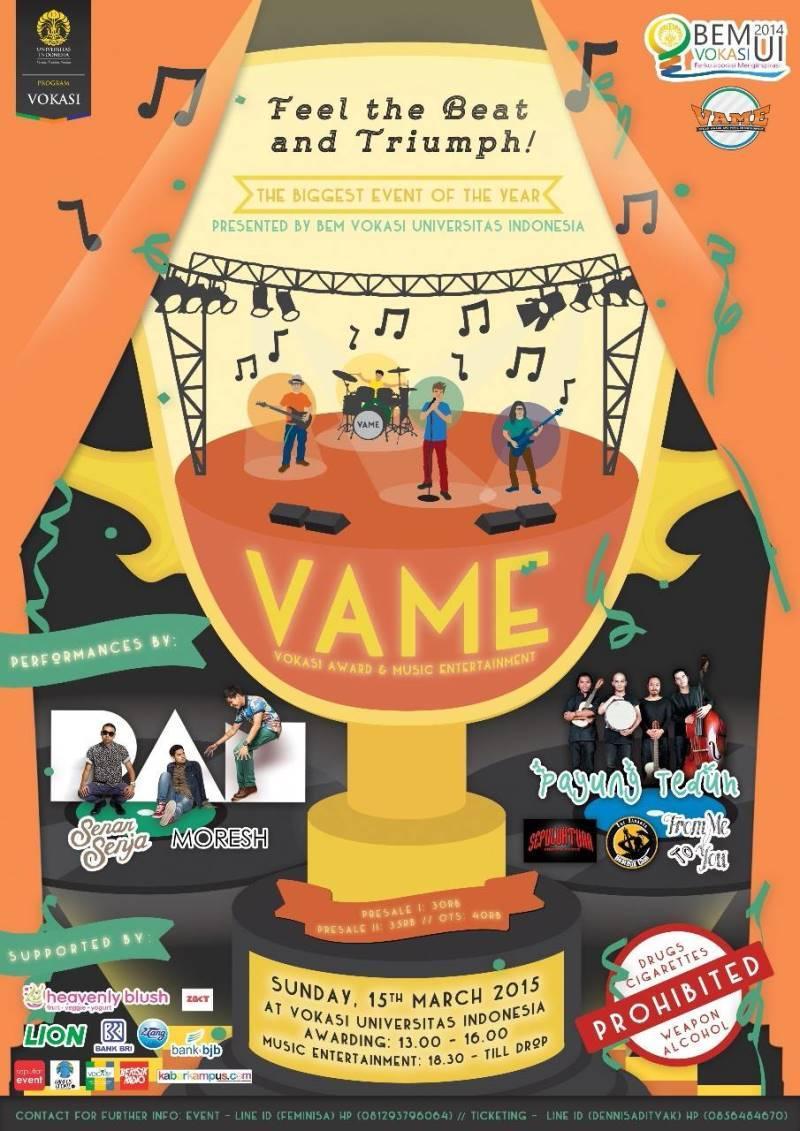 DEPOK! "VAME 2015" | Minggu 15/03/15 @ VOKASI Kampus UI Depok | Payung Teduh, RAN | Info <a href="/VAME_2015/">VAME 2015</a>