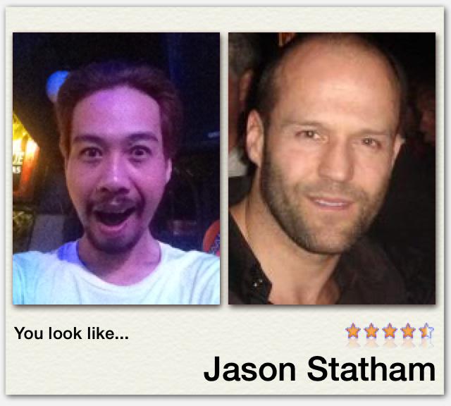 I look like Jason Statham!
I found it using aLike for iPhone (bit.ly/rDjk2Y)