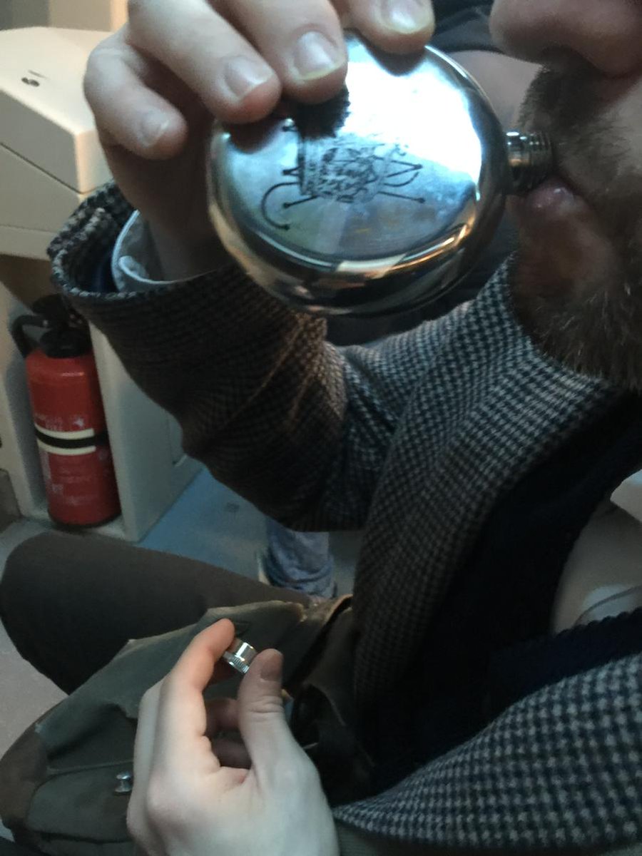 The fabulous <a href="/RUFFIAN_NY/">Ruffian</a> flask comes in useful on London Underground.