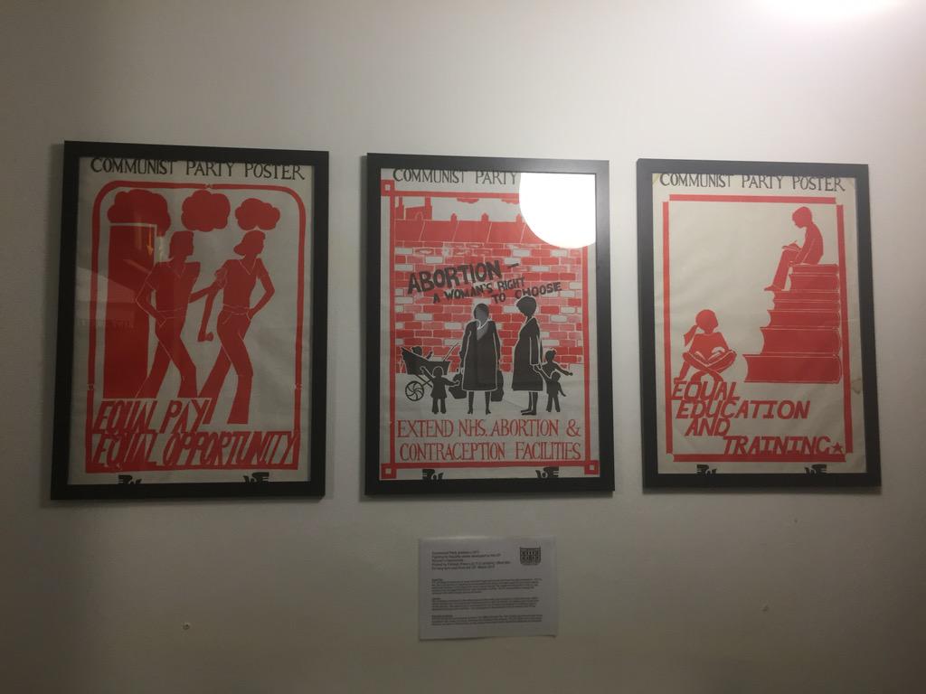 CPBritain's tweet image. Early 70s posters from CP women's department on display @MMLWorkersSch show fight for equality still far from won
