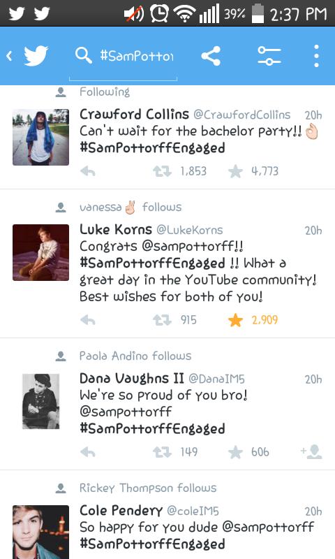 kayla_1236's tweet photo. #SamPottorffEngaged WTF IS HAPPENING?????????? http://t.co/A5Es0x6C2J