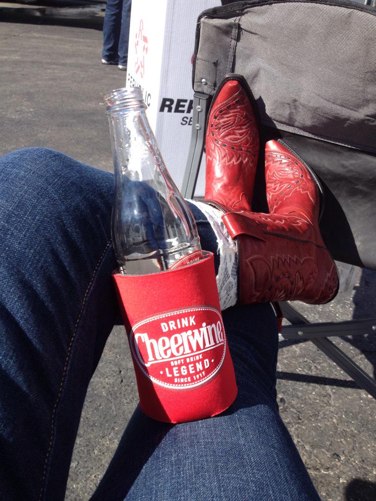 SouthGirlsBBQ's tweet photo. Kicked back, enjoying a Cheerwine #NBBQA2015 #southerngirlsbbqroadshow http://t.co/44AoyjZpNW