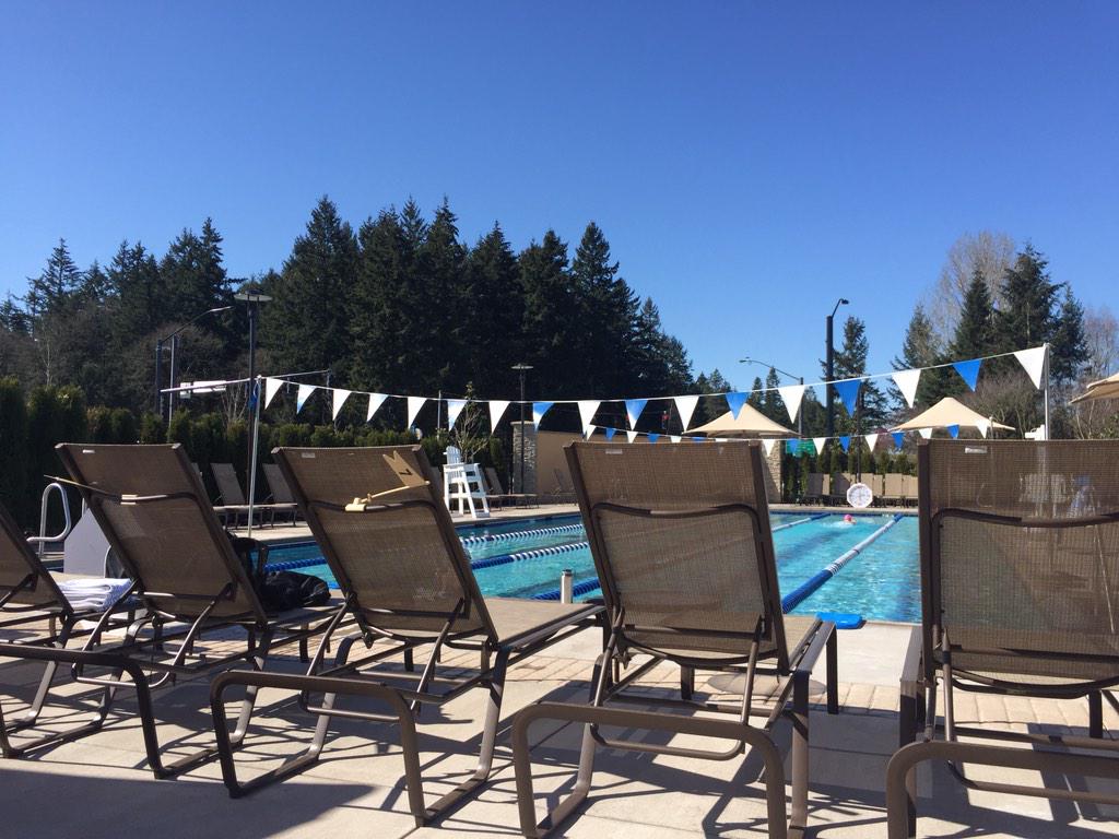 JuniperMerc's tweet photo. I LOVE sitting outside by one of the pools at #villasport #beaverton. Gorgeous day and trees! http://t.co/jOWRQpMCCt