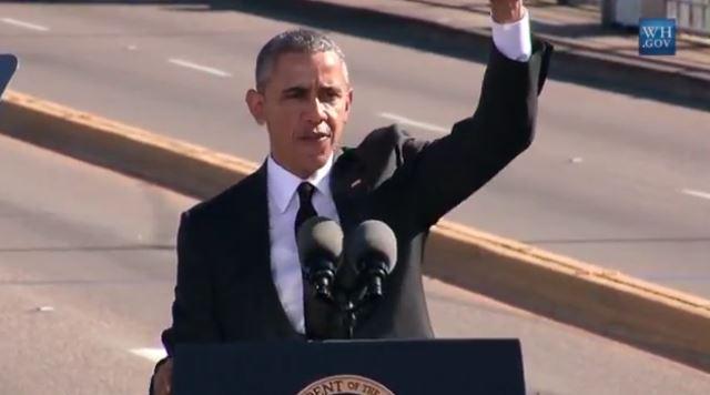 NewsHour's tweet image. "We honor those who walked so we could run." - Pres. Obama to.pbs.org/1BeebF9 #Selma50