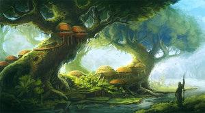 Luna13171's tweet image. @MasterGhoulKen *we arrive at giant trees with what appears to be a large growing off of them* //pretend it's night