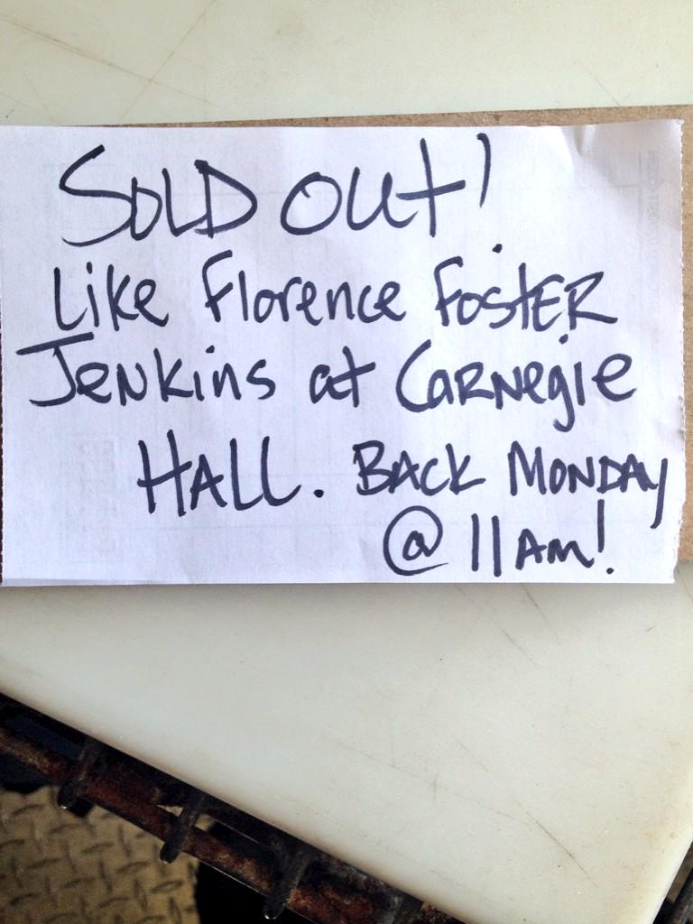 bigasssandwich's tweet photo. Sold out!! Asses officially kicked. Wow! Thanks everyone. What an amazing first day. http://t.co/KMUpT8zETy