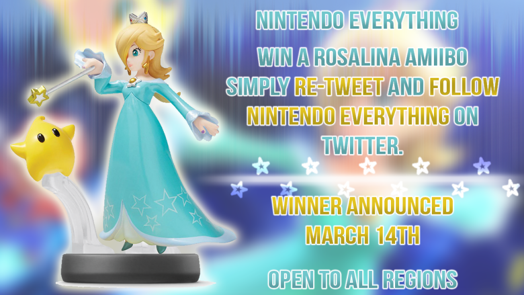 NinEverything's tweet photo. Re-tweet this post and follow us for a chance to win a Rosalina amiibo. One winner will be chosen next week! http://t.co/vSZRvXsOzP