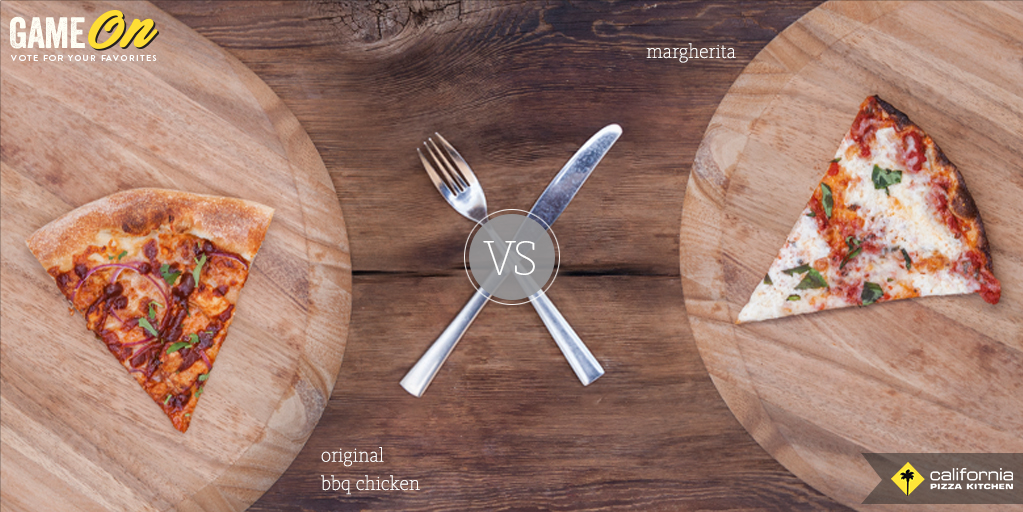 calpizzakitchen's tweet photo. Original BBQ VS Margherita in the final pizza showdown!!! Which is YOUR #favorite? #CPKGameOn #pizza http://t.co/ywxE1yWN5Y