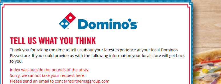 twitzwa's tweet photo. @Dominos_UK ur http://t.co/ZmonDzlIde also not working... giving error message :( http://t.co/Tv561qt0Nd