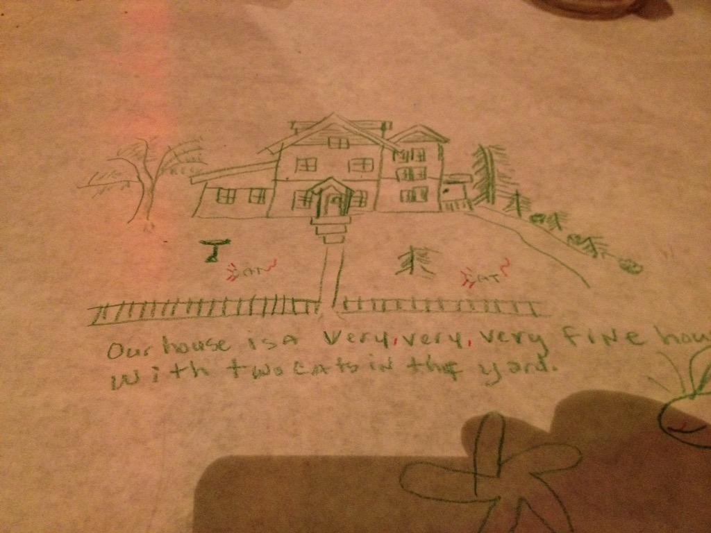 YaYaLaVic's tweet photo. If your bar is so lame u put out butcher paper and map pencils, just give up #kiddiebar #wolftrapedmond #nevergoagain http://t.co/gKIwxXzxuf