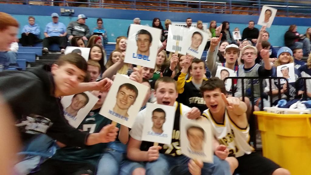 SuperiorHoops's tweet photo. Student Fan Section is Looking Great in the Throwback Gear!
#GoBigBlue
#ThrowbackTheme
#Playoffs
#HomeSweetHome http://t.co/IXBt4weQRd