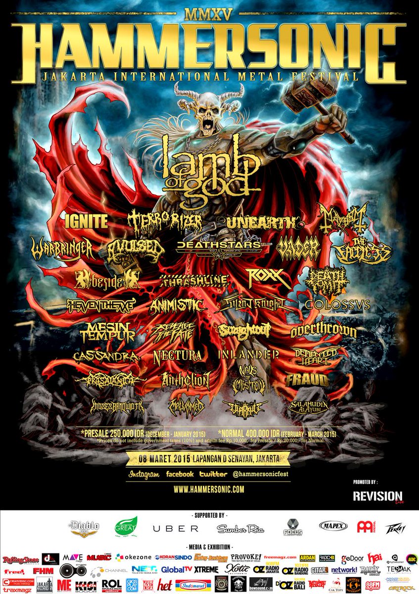 Today will be the best day ever! Come and bring your energy to watch Lamb Of God &amp; many more <a href="/hammersonicfest/">HAMMERSONIC FESTIVAL</a> !