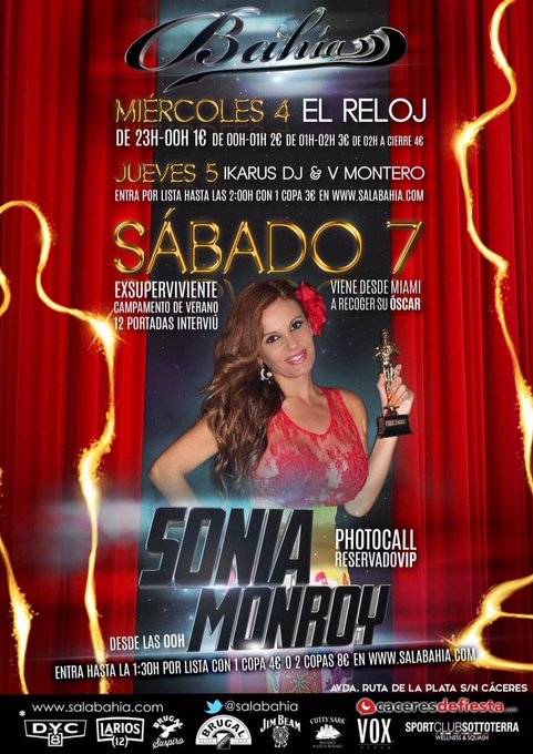 Ya estoy en @salabahia En poco  tiempo ya salgo a cantar mi nuevo Hit "you are my baby Oscar" 🇪🇸💃🇪🇸 http://t<a class="tags" target="_blank" title="On Twitter" href="/?out=eyJ0eXAiOiJKV1QiLCJhbGciOiJIUzUxMiJ9.eyJpYXQiOjE3MjMzMjg2MDMsImlzcyI6InR3cG9ybnN0YXJzLmNvbSIsIm5iZiI6MTcyMzMyODYwMywiZXhwIjoxNzU0ODY0NjAzLCJyZWRpcmVjdF91cmwiOiJodHRwczovL3R3aXR0ZXIuY29tL3NhbGFiYWhpYSJ9.pbF5_iFXWgF597yA2wedKpG9lkQOgSoJcV_u0FbpVNAPck_BFh0q_QS3rIQ_vdSLth2pnvUb80rLRNwsR3mTaQ">@salabahia</a>