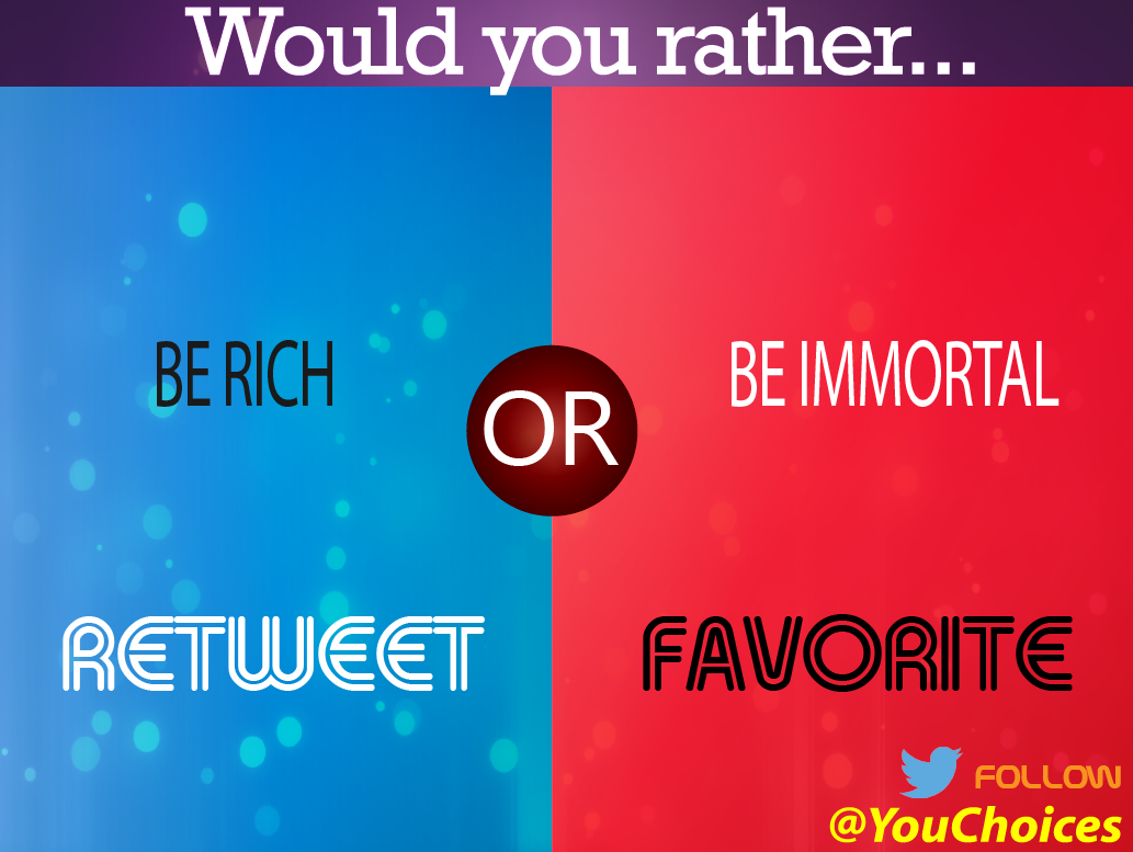 YouChoices's tweet photo. Rich or immortal? http://t.co/CEC3A1zMxA