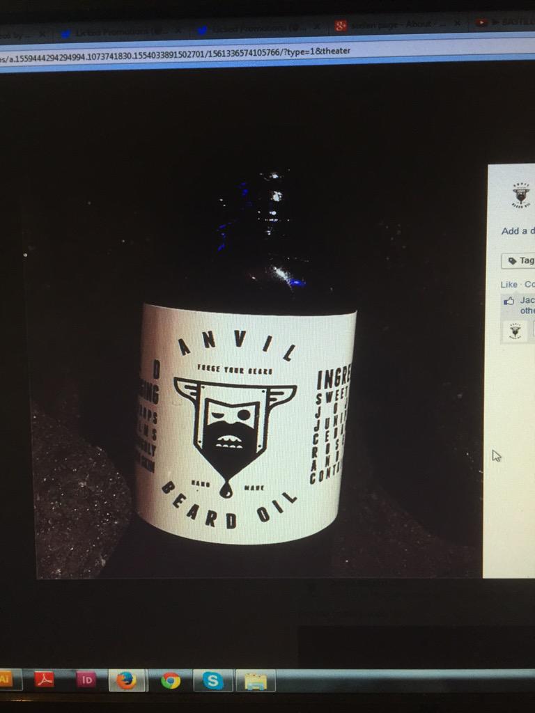 lickedpromotion's tweet photo. Bottles labeled up :) #anvilbeardoil  #promo #logo #design #beards #Beardoil http://t.co/8Btgi72KTV