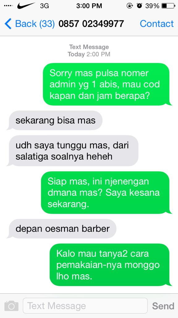 Yang mau COD-an disekitaran Solo silahkan, seperti pembeli pertama kami ini.