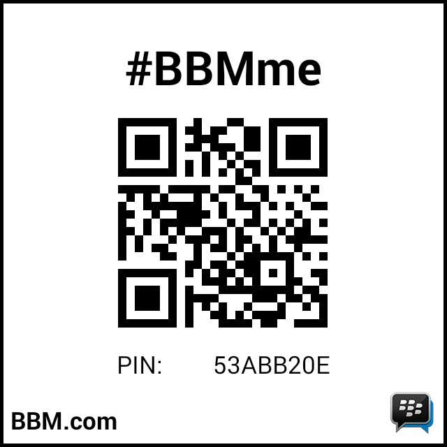 #BBMme PIN: 53ABB20E
pin.bbm.com/53ABB20E