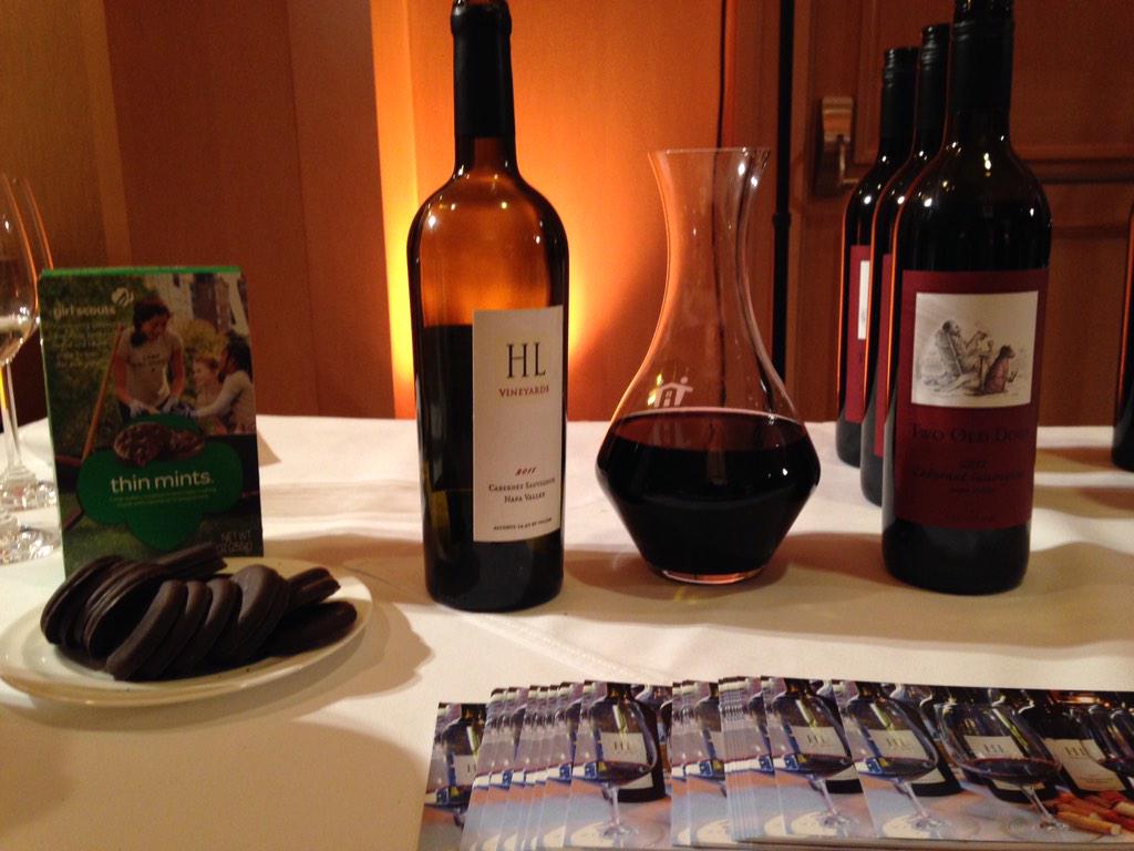 TwoOldDogs's tweet photo. What goes well with @girlscouts #Cookies? @hlvineyards &amp; #TwoOldDogs Cabs! @PacificSymphony @IslandHotelNB #Wine http://t.co/5ytVp6EjZe