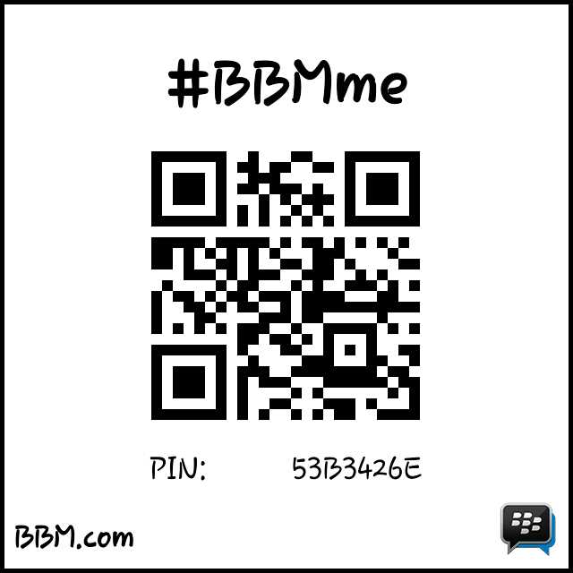 #BBMme PIN: 53B3426E
pin.bbm.com/53B3426E