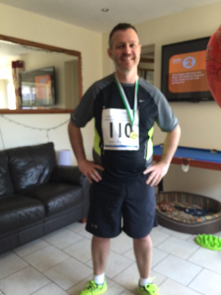 darin_burrows's tweet image. Just got back from my first half marathon. 2-22-47. Have to say chuffed with that. #knackerd