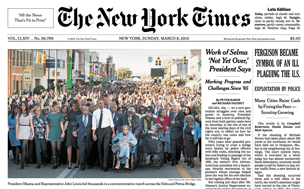 New York Times crops George and Laura Bush out of Selma photo