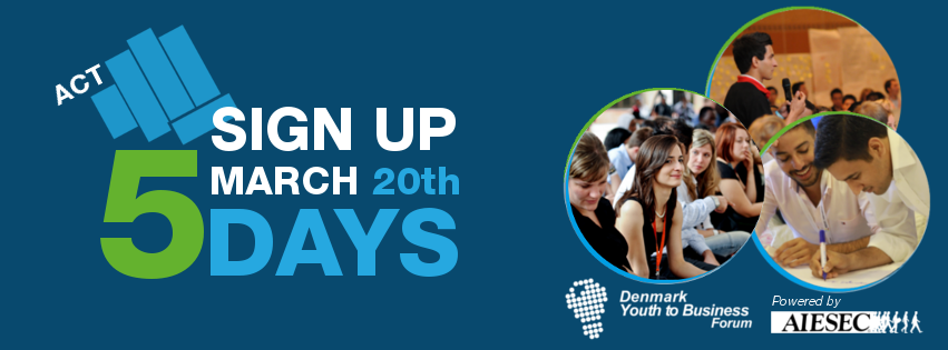 DenmarkY2B's tweet image. Only five days left to sign up! Hurry, Hurry!! bit.ly/12F8dyK #DenmarkY2B15