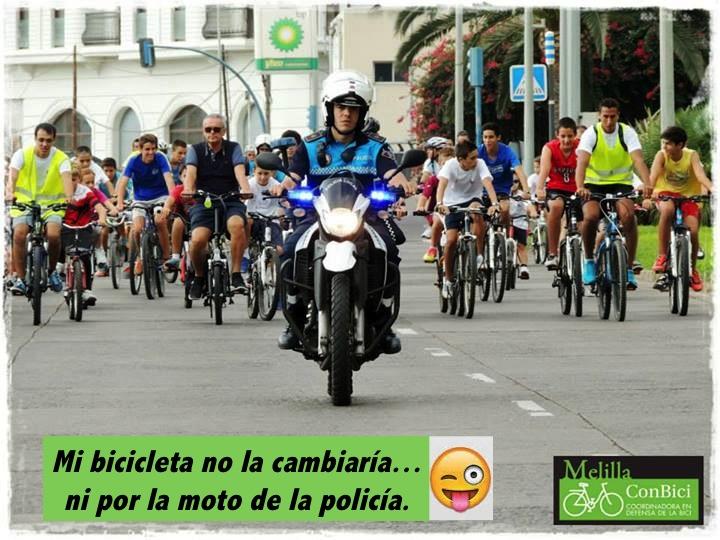 MelillaConBici's tweet photo. @ondaceromelilla Mi bicicleta no la cambiaría, ni por la moto de la policía ;) @unpolicialocal animarse con la bici http://t.co/fUdSYhF645