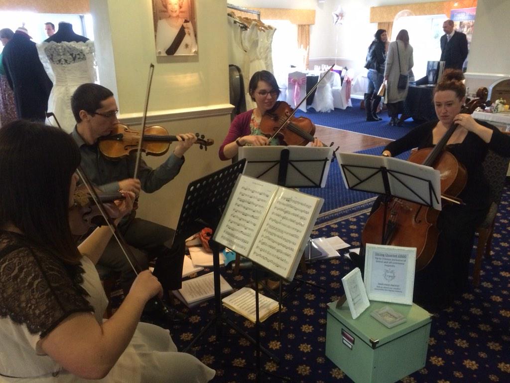 SospiriStrings's tweet image. It's raining outside, but don't worry - we'll be brightening the Harborne Golf Club Wedding Fair all day!