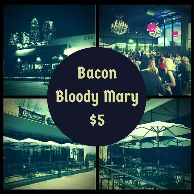 Bacon Bloody Mary- just $5 all day! If a Bloody Mary is not your thing, try our Mimosa, also $5 #uptownclt #CLT