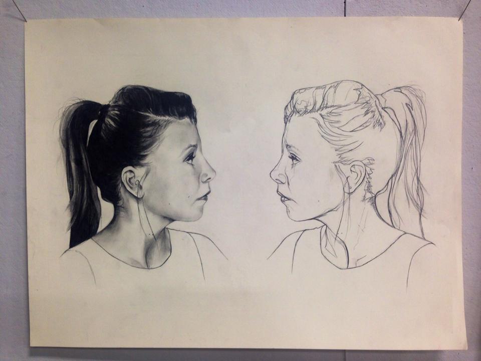 RJanzenCTA285's tweet image. Self-portrait: Realism vs. Linear. Graphite, 18x22. #selfportrait #art #studentworksunday #graphite #realism #linear